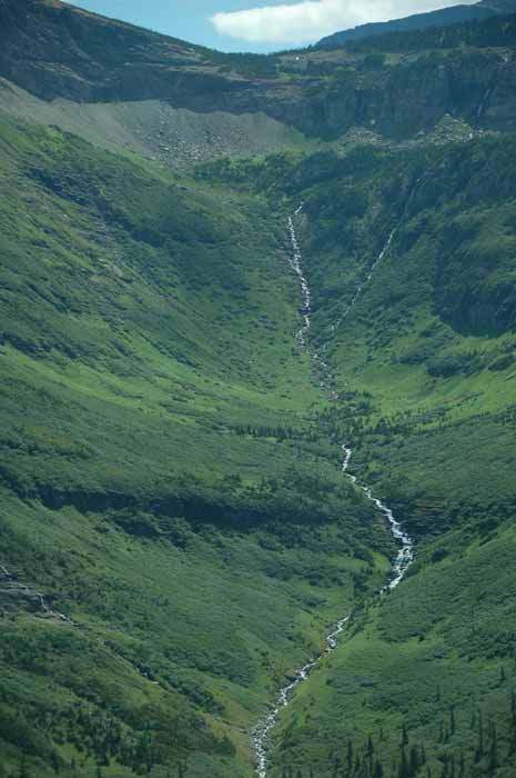 waterfall on Logan Pass